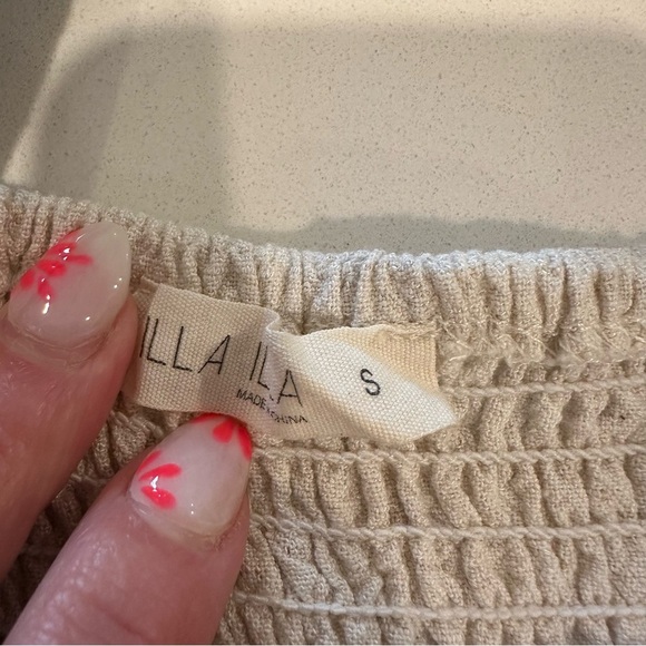 Illa Illa Linen Cream Sleeveless Ruffle Top and Shorts 2 Piece Set - Picture 11 of 16